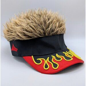 Flair Hair Guy Fieri Visor Cap Strap Back Adult OSFM Red Black Flames Costume